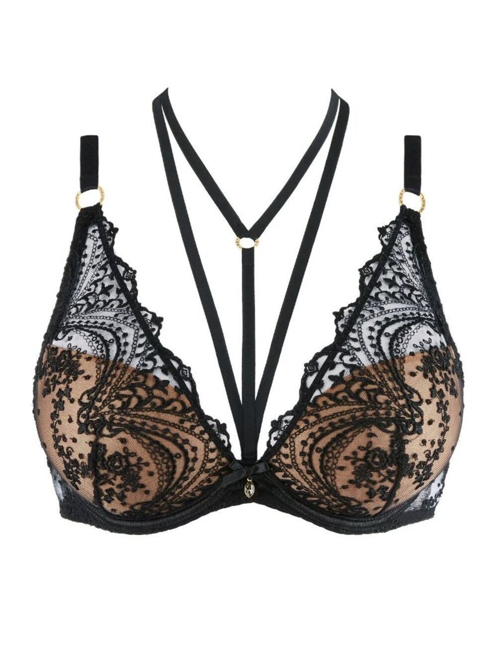 Aubade Black Lace Bra Ecrin Noir Size 36 NWT